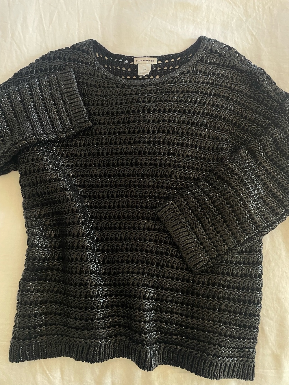 Club Monaco jet black wax coated cotton sweater size S/P